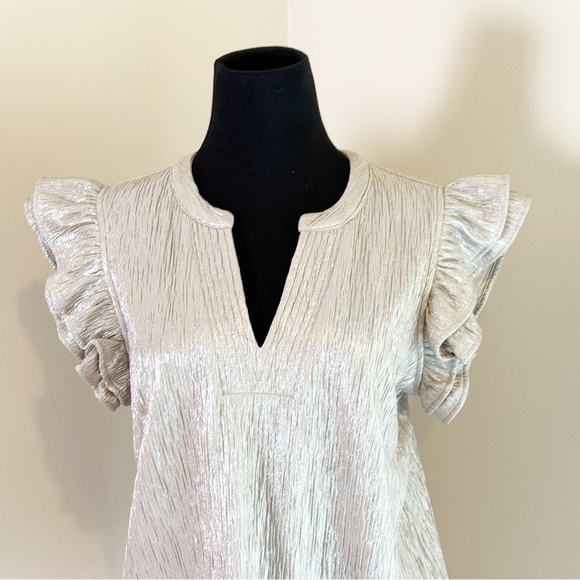 VOY Jazmine Ruffle Sleeve Top, Mocha M - Picture 5 of 11